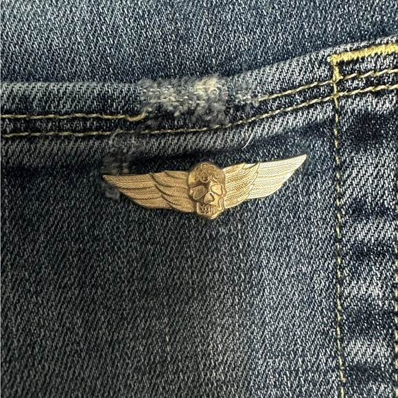 Rock & Republic size 14 distressed cropped indee Blue Jeans with stretch - Picture 10 of 11